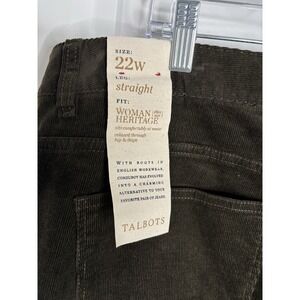 NWT Talbots Womens Heritage Corduroy Pants Five-Pocket Straight Leg Brown Sz 22